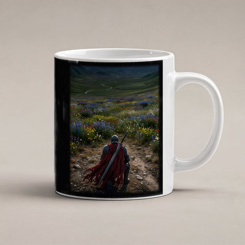 Der Kniefall – weiße Tasse, freigestellt
