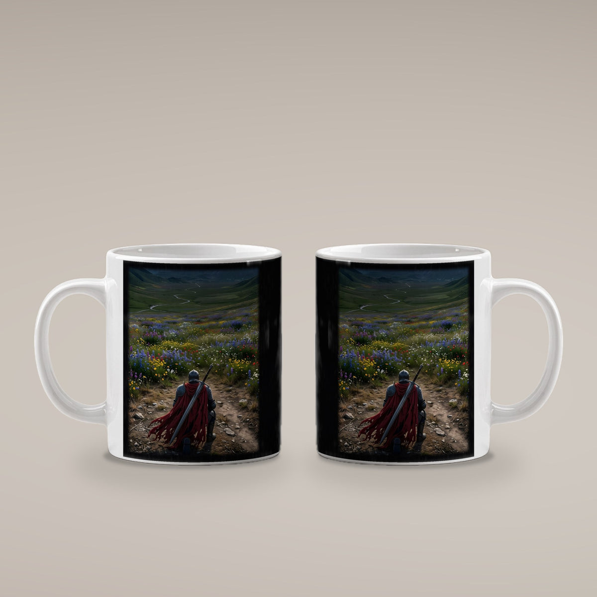 Der Kniefall – weiße Tasse, beide Seiten bedruckt