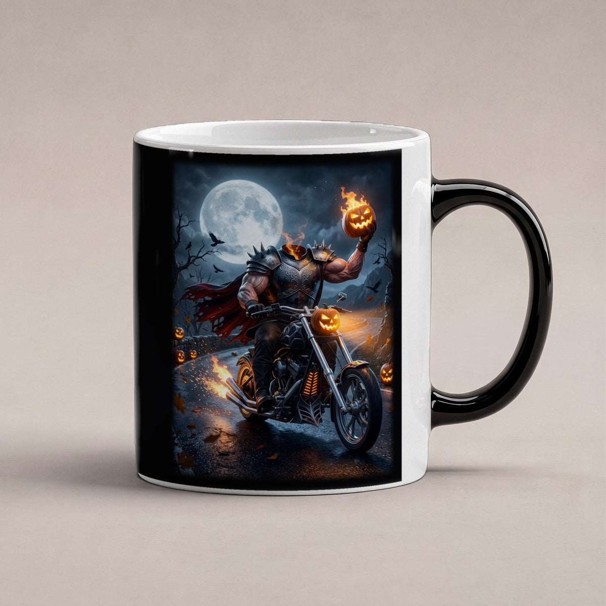 Der eiserne Reiter – Black Edition Zaubertasse mit Motiv (heiß), freigestellt