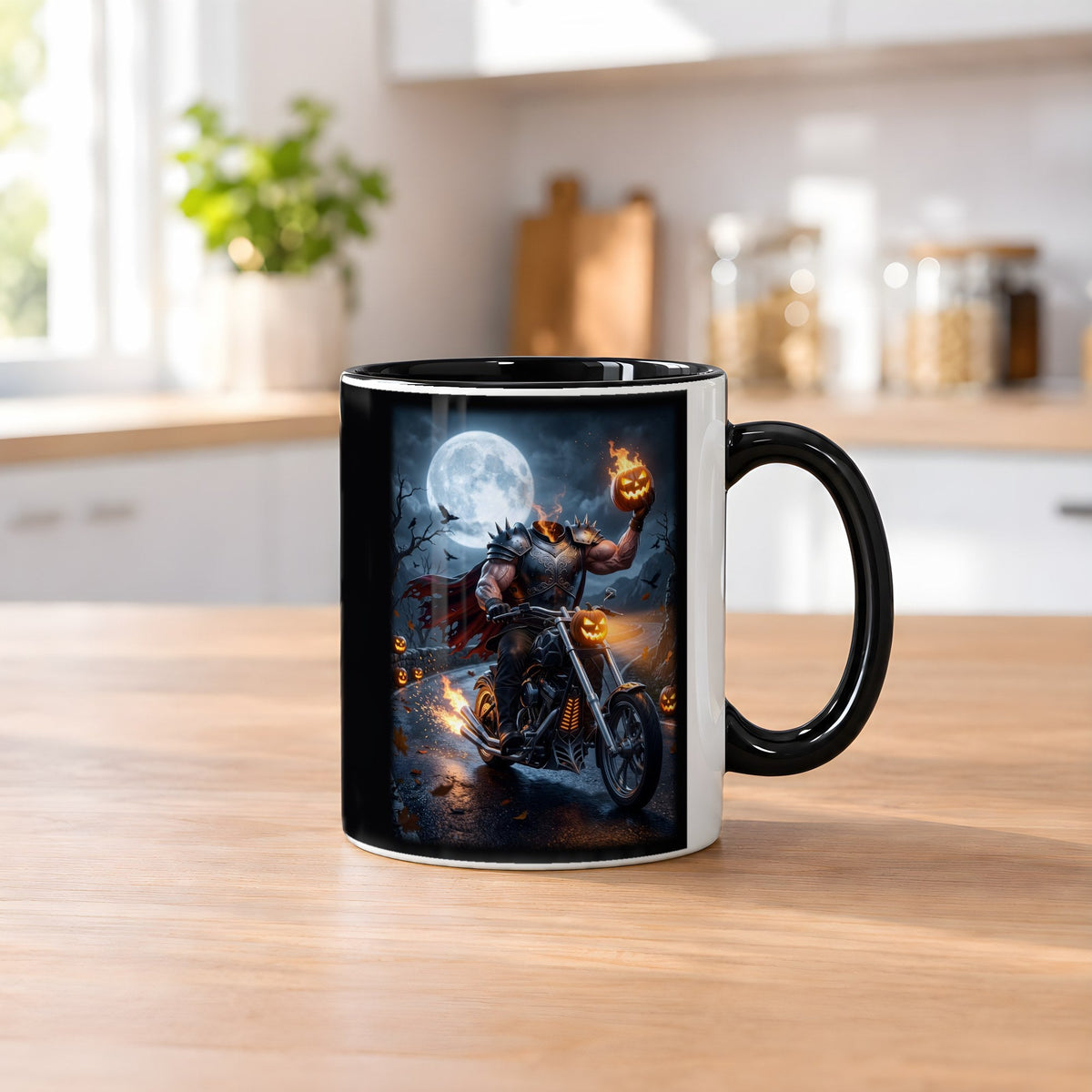 Der eiserne Reiter – Tasse innen schwarz, auf dem Küchentresen