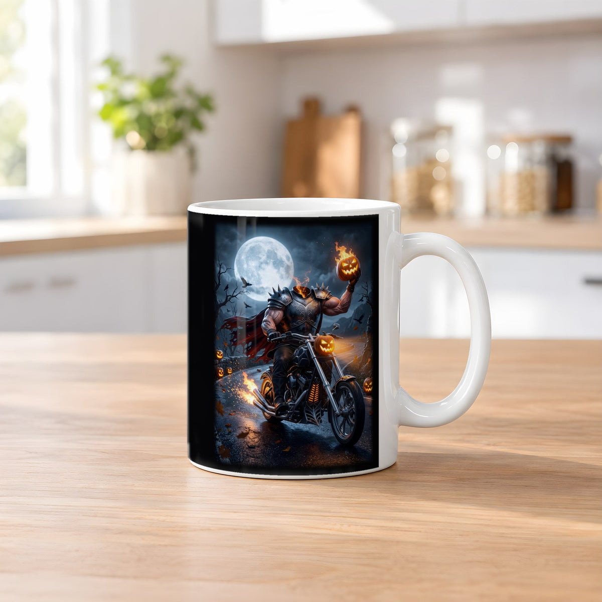 Der eiserne Reiter – weiße Tasse, auf dem Küchentresen
