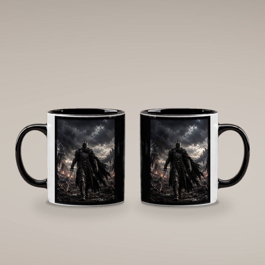 Der König im Regen – Tasse innen schwarz, beide Seiten bedruckt