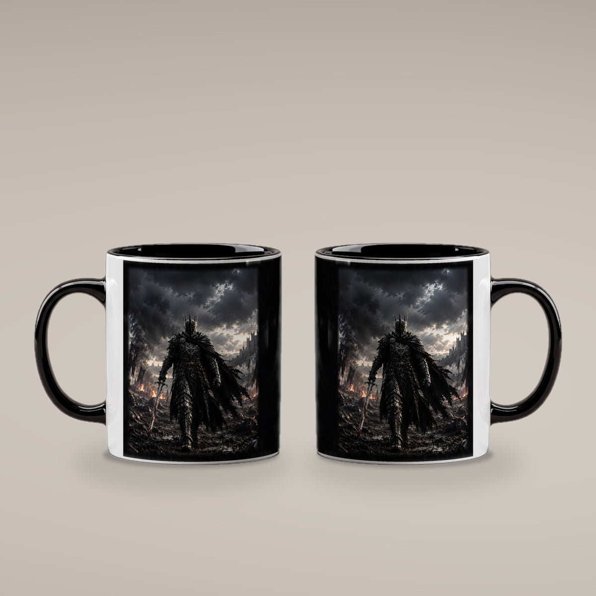 Der König im Regen – Tasse innen schwarz, beide Seiten bedruckt