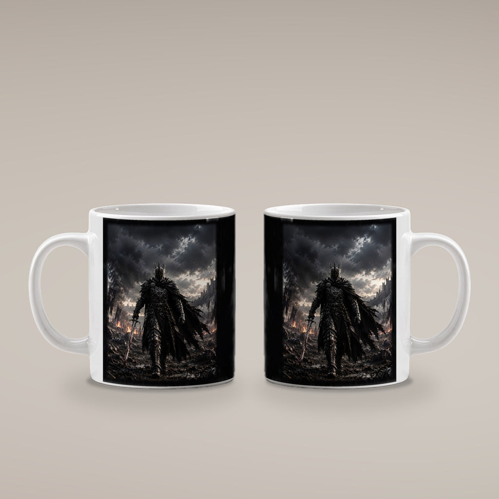 Der König im Regen – weiße Tasse, beide Seiten bedruckt