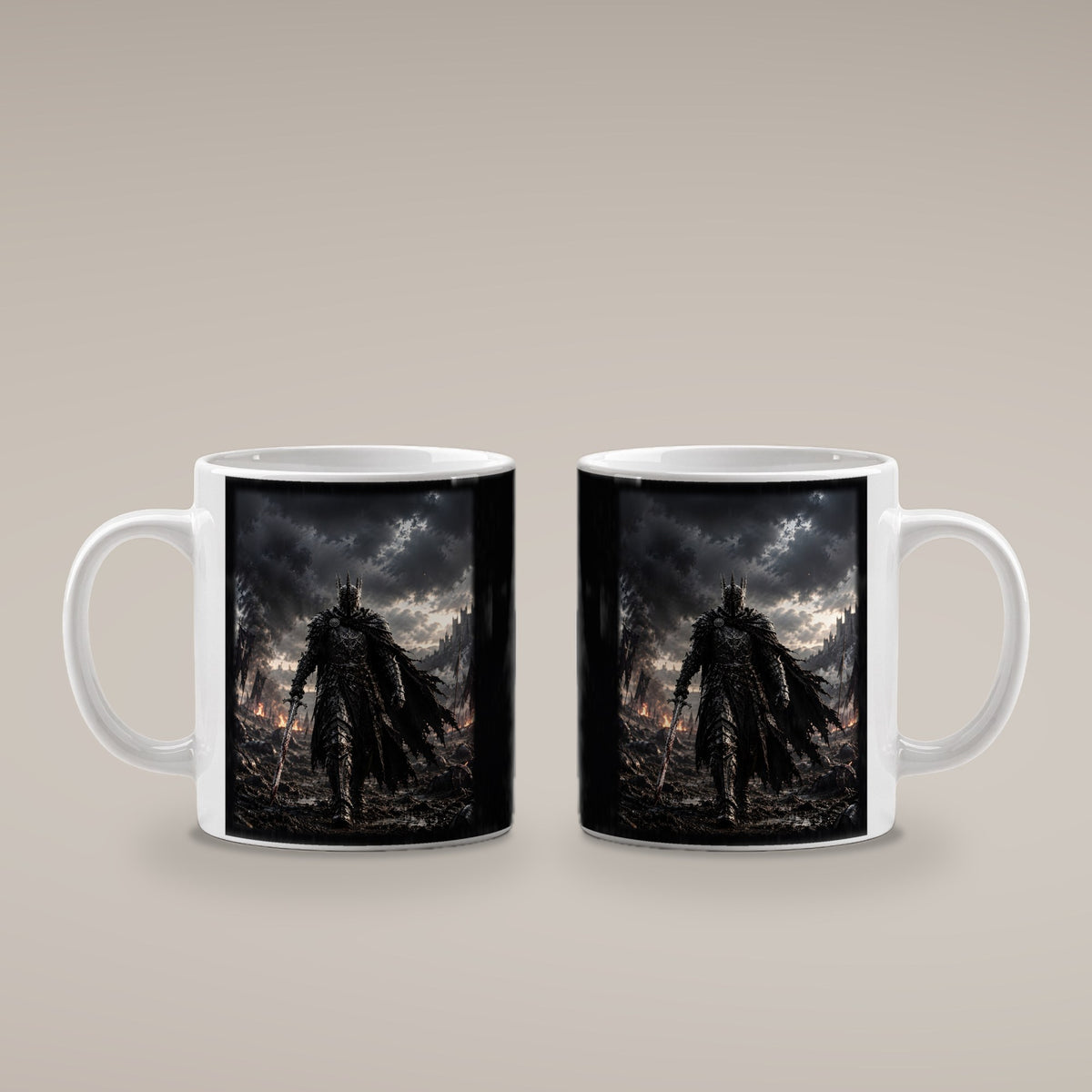 Der König im Regen – weiße Tasse, beide Seiten bedruckt