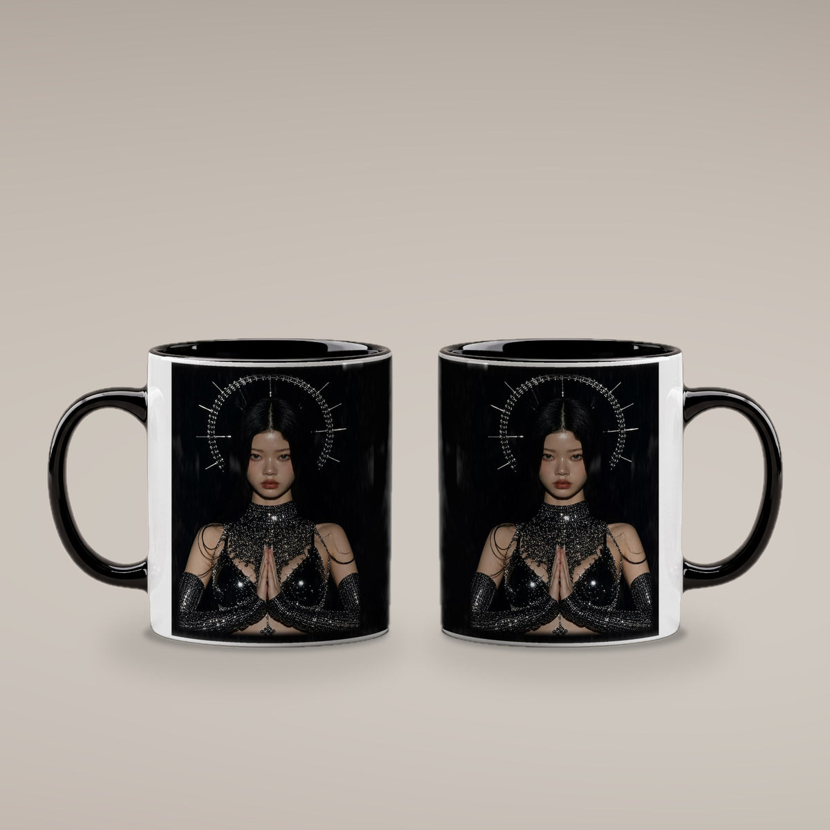 Die Kristallkönigin – Tasse innen schwarz, beide Seiten bedruckt