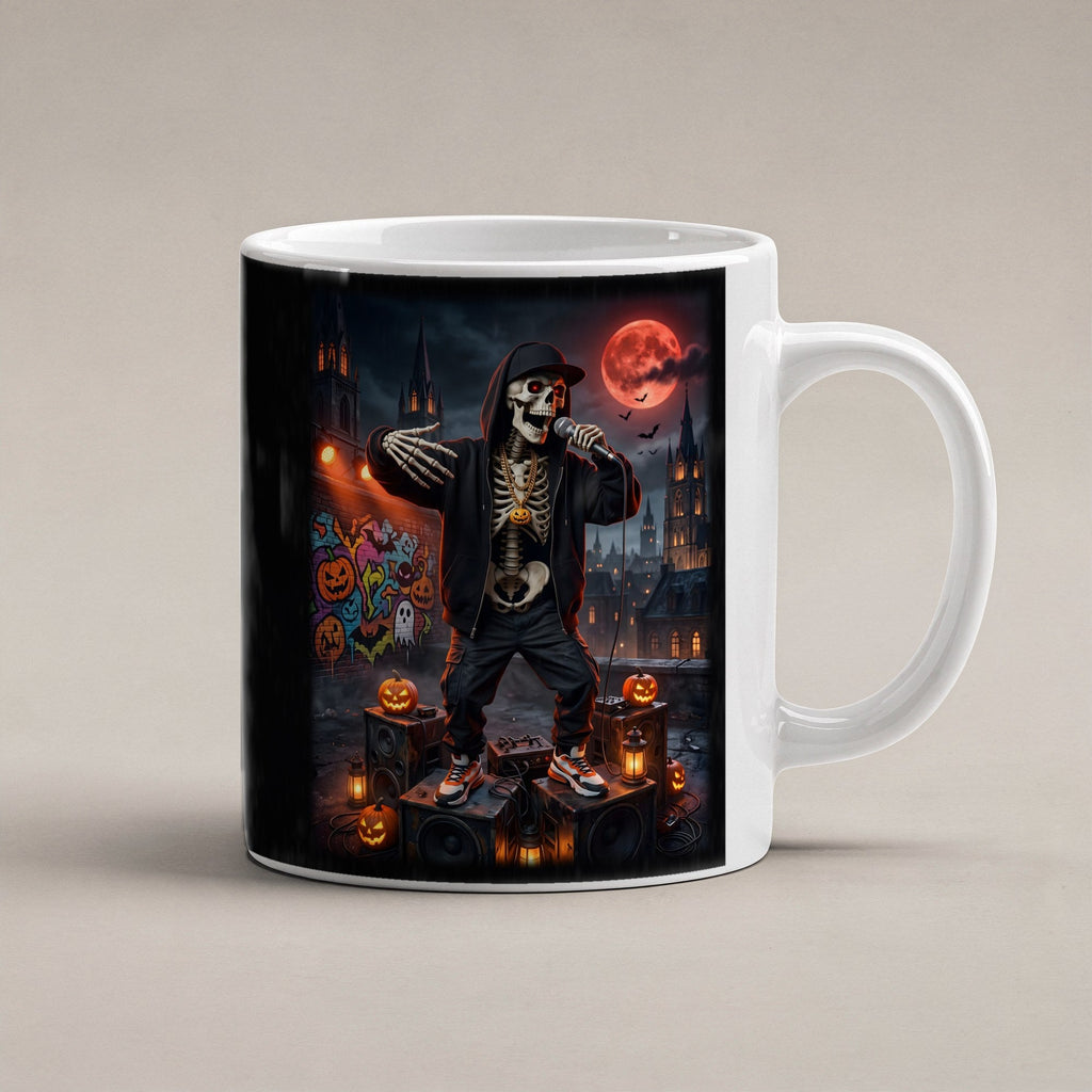 Der Knochen-Rapper – weiße Tasse, freigestellt