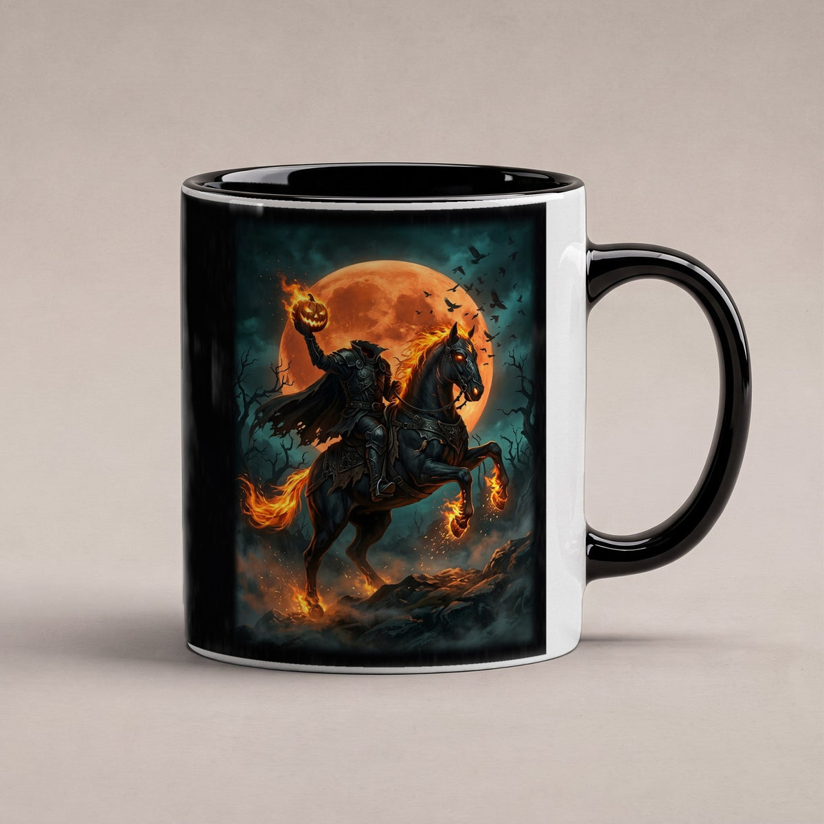Der kopflose Reiter – Tasse innen schwarz, freigestellt