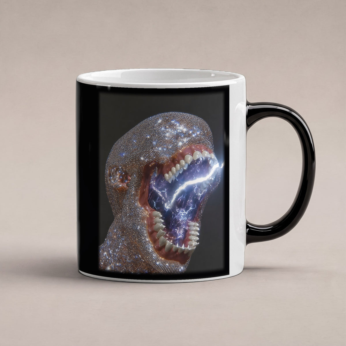 Kristallschrei – Black Edition Zaubertasse mit Motiv (heiß), freigestellt