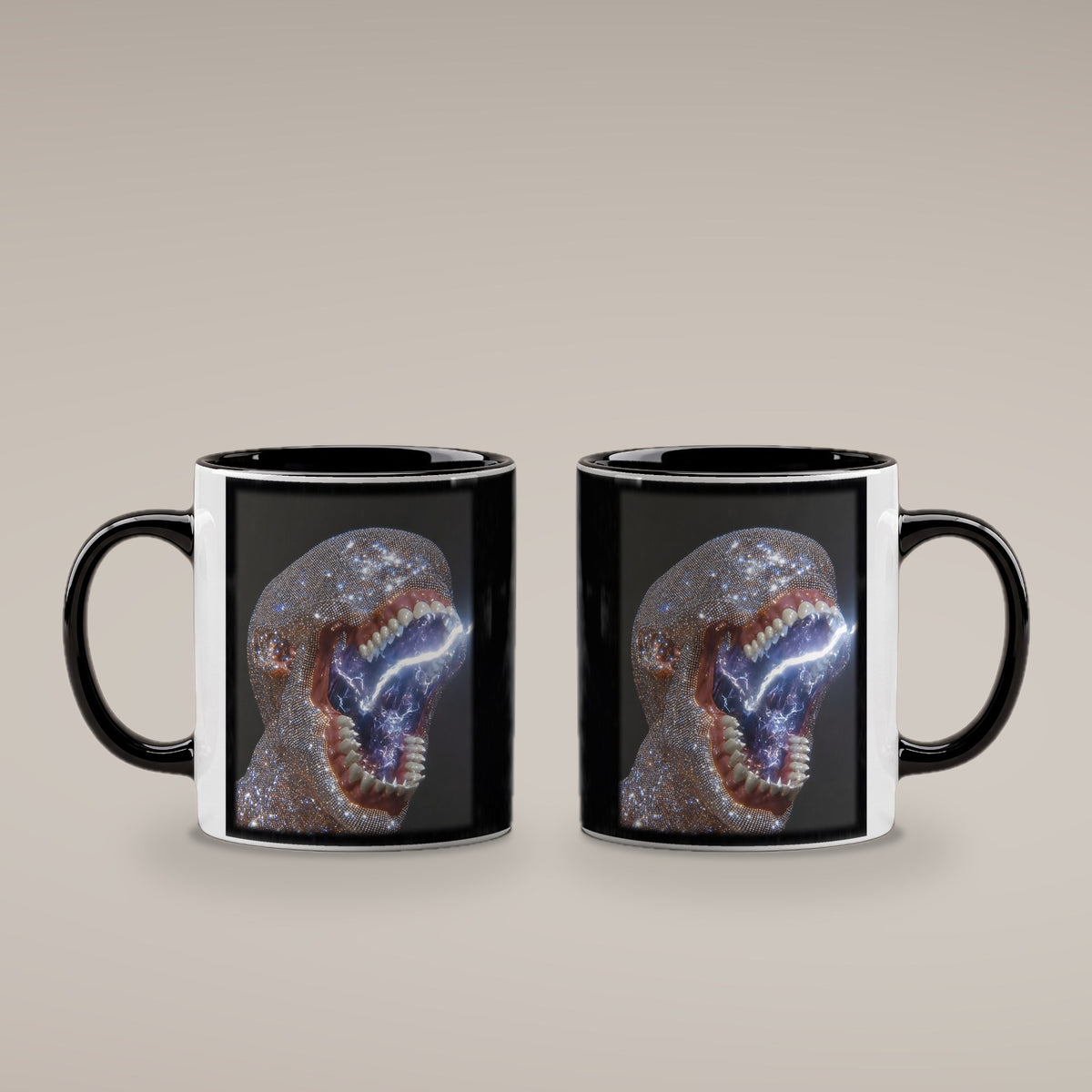 Kristallschrei – Tasse innen schwarz, beide Seiten bedruckt