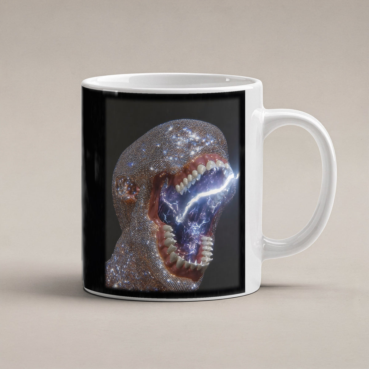 Kristallschrei – weiße Tasse, freigestellt