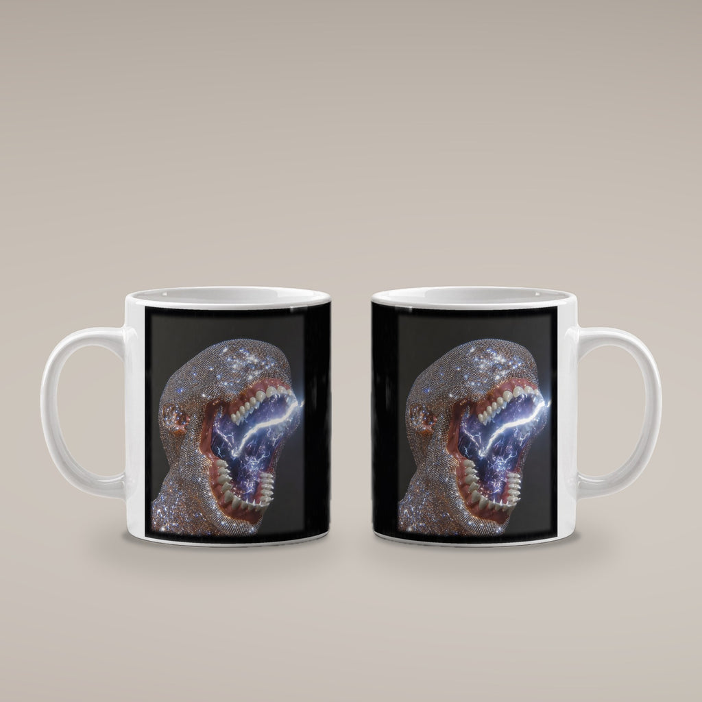 Kristallschrei – weiße Tasse, beide Seiten bedruckt