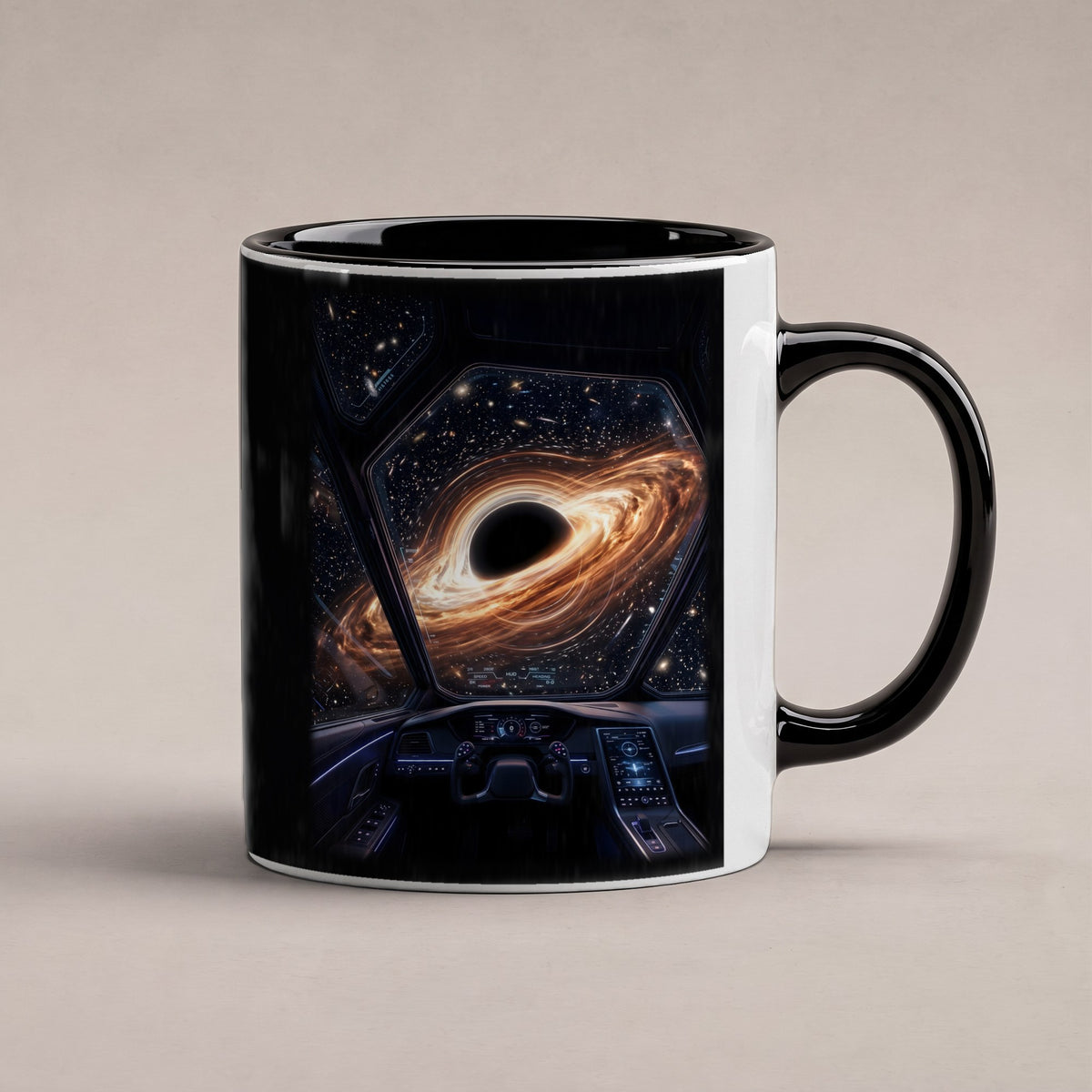 Kurs Singularität – Tasse innen schwarz, freigestellt
