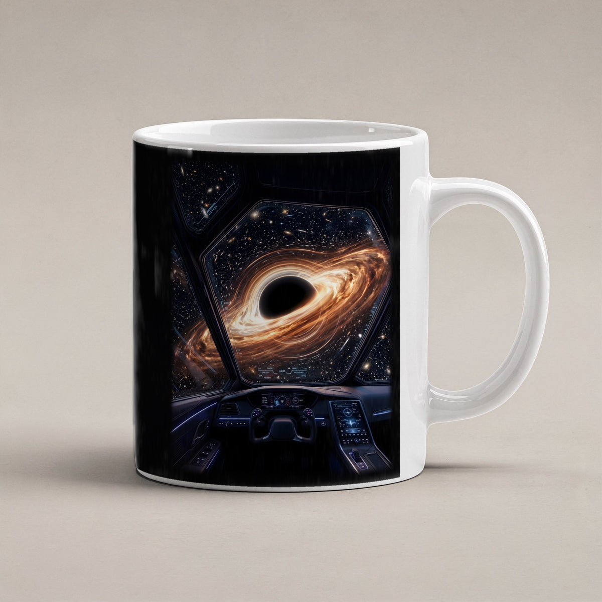 Kurs Singularität – weiße Tasse, freigestellt