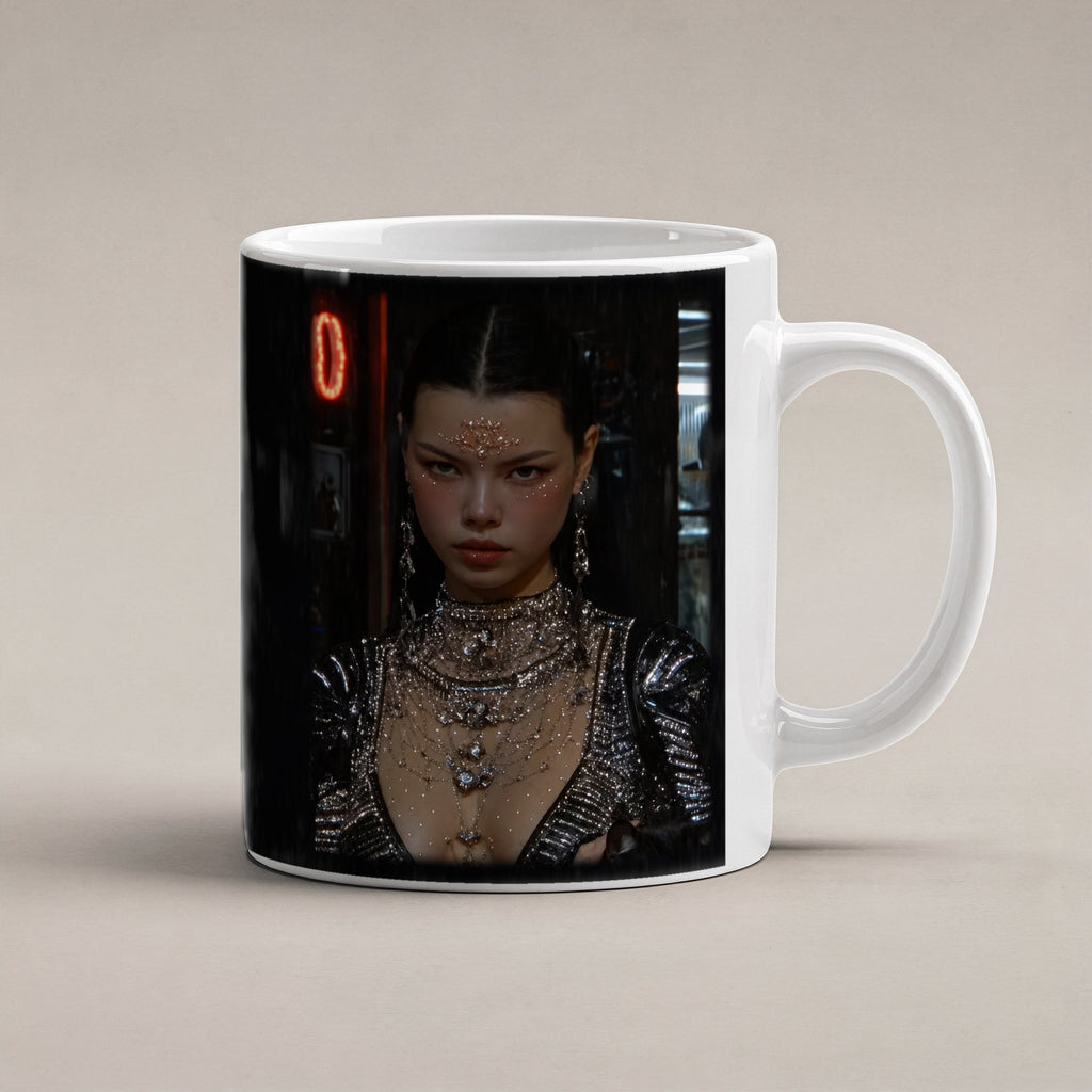 Die Katzenkönigin – weiße Tasse, freigestellt