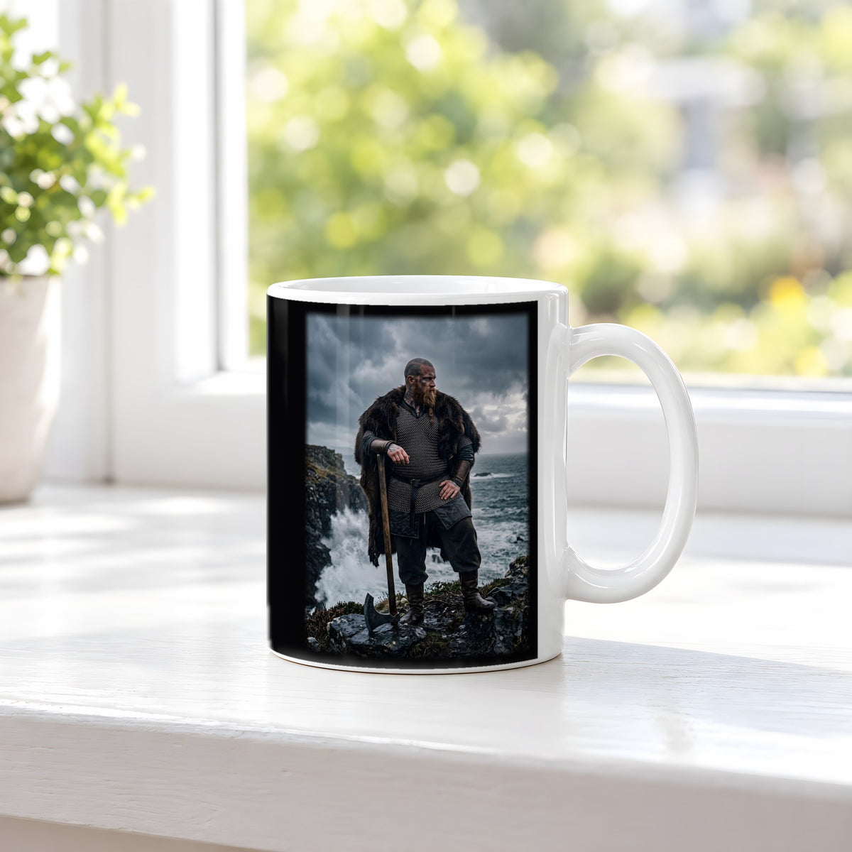 Der Küstenwächter – weiße Tasse, auf der Fensterbank