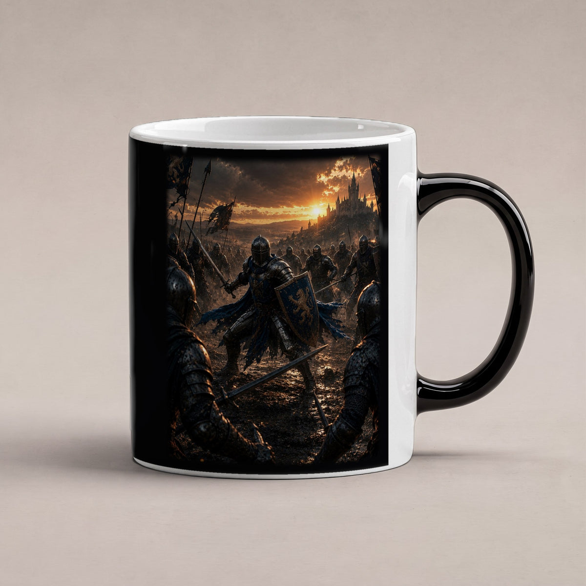 Der letzte Löwe – Black Edition Zaubertasse mit Motiv (heiß), freigestellt