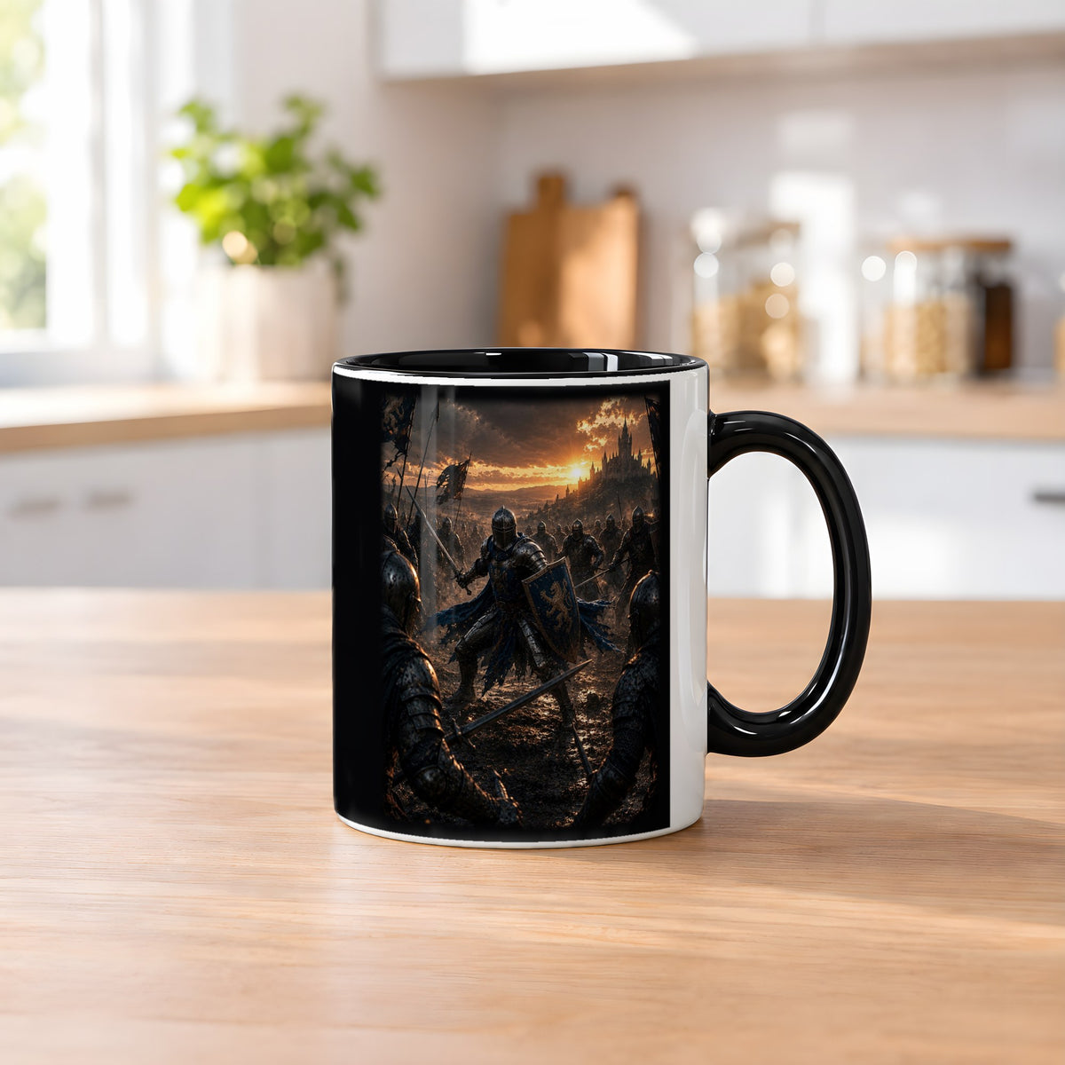 Der letzte Löwe – Tasse innen schwarz, auf dem Küchentresen
