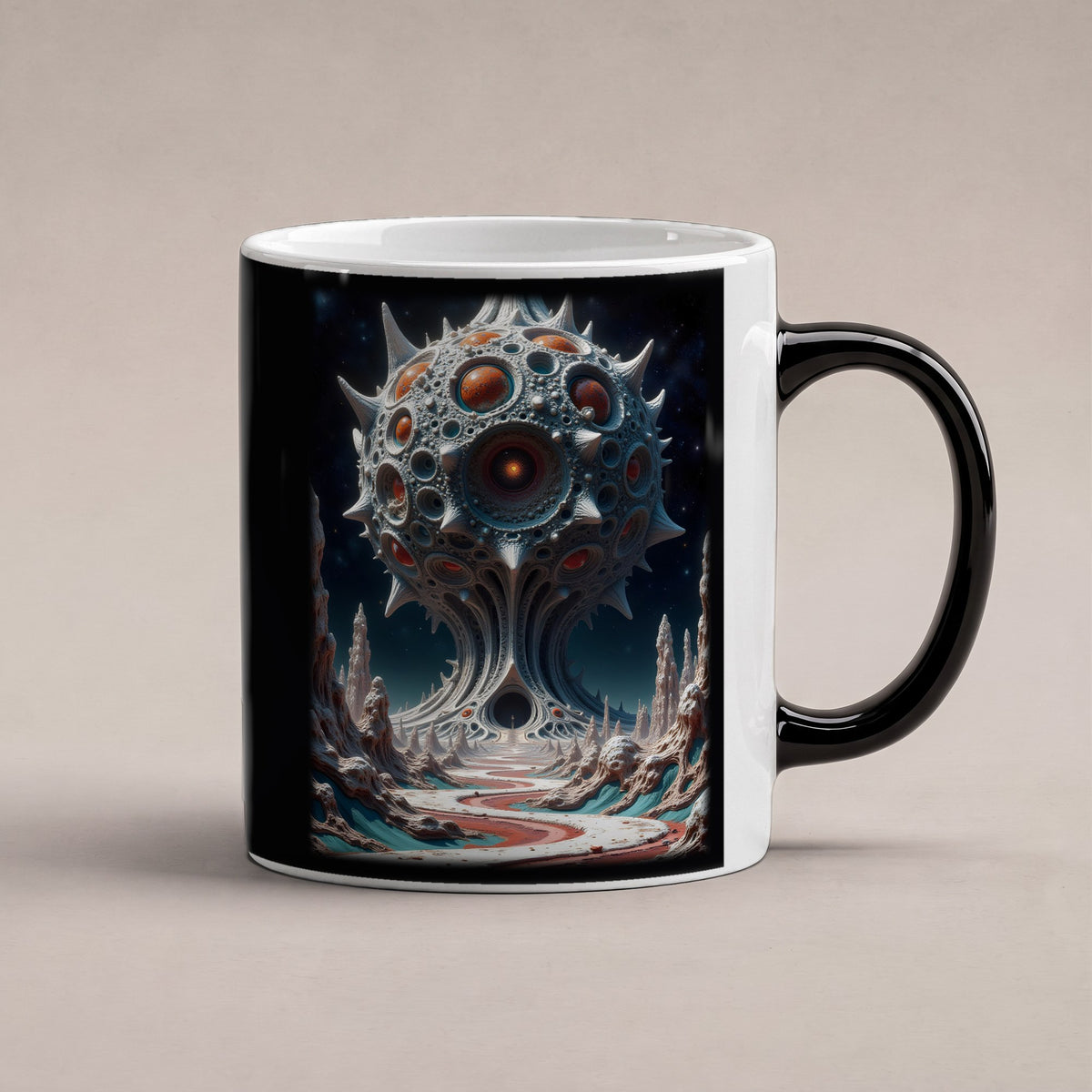 Der Monolith – Black Edition Zaubertasse mit Motiv (heiß), freigestellt