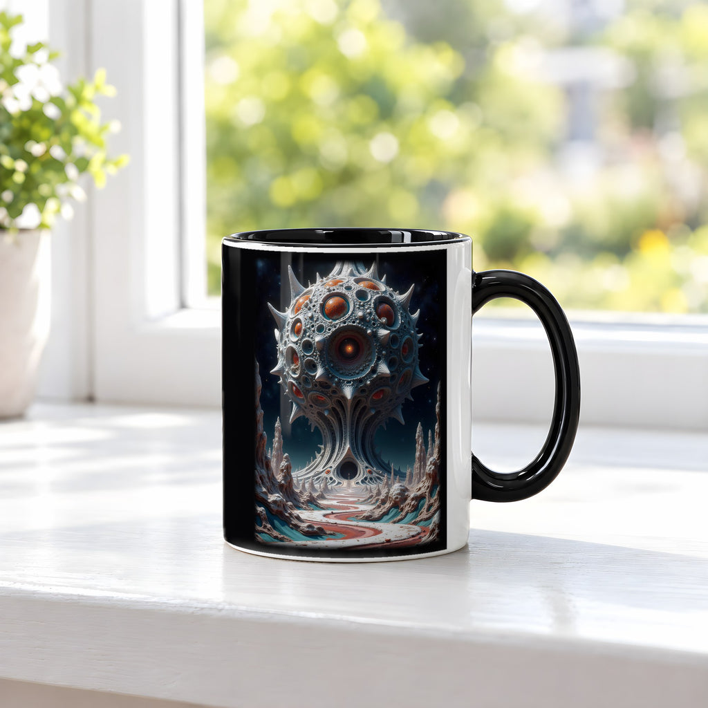 Der Monolith – Tasse innen schwarz, auf der Fensterbank