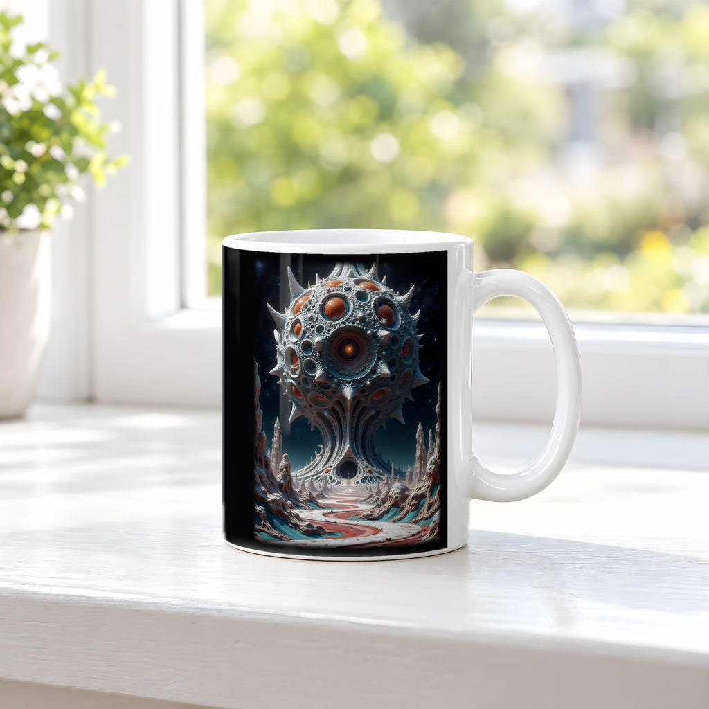 Der Monolith – weiße Tasse, auf der Fensterbank