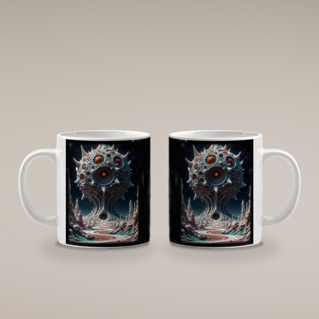 Der Monolith – weiße Tasse, beide Seiten bedruckt