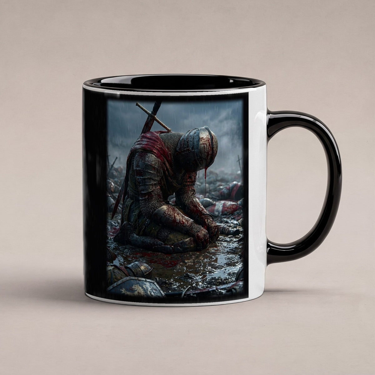 Der Trauernde – Tasse innen schwarz, freigestellt