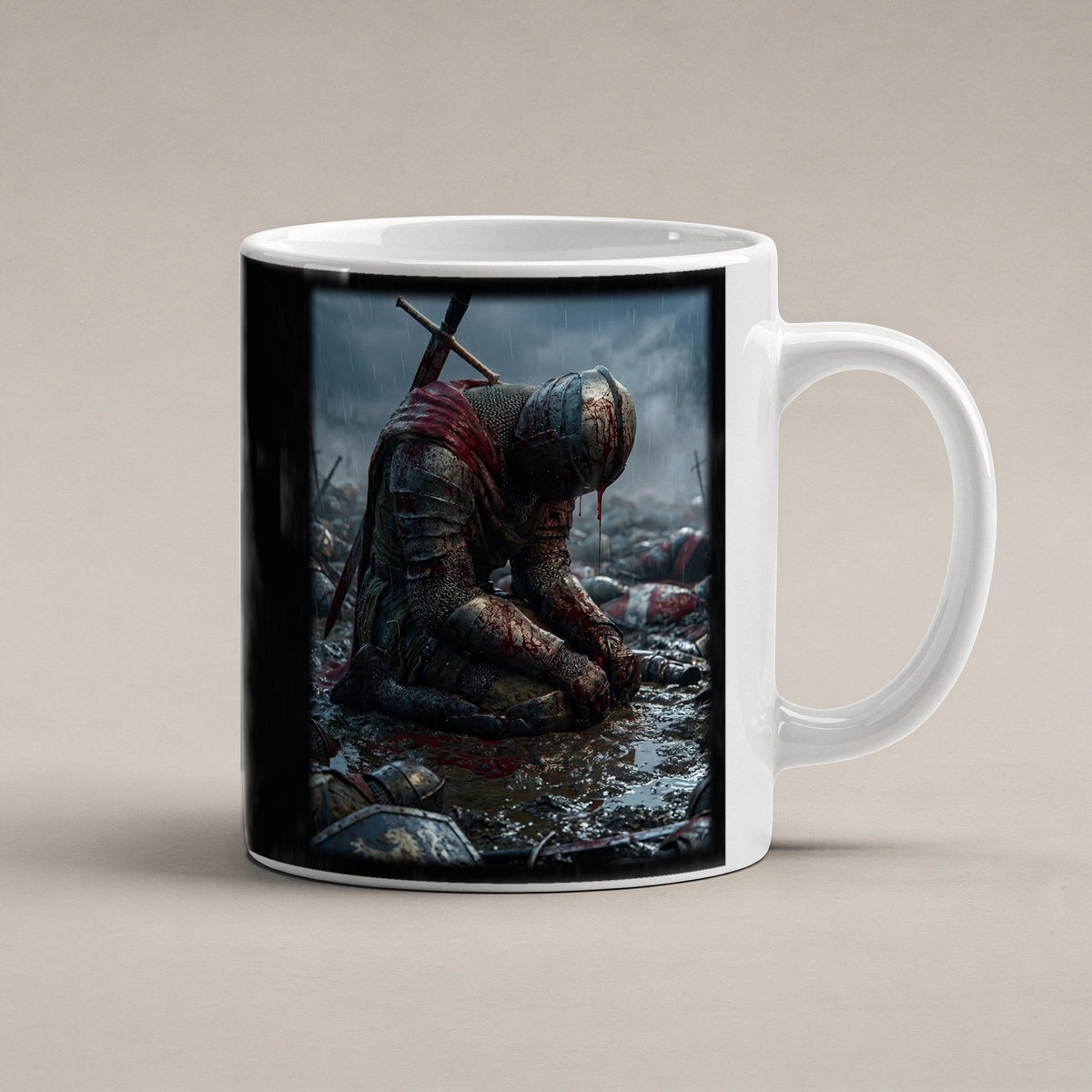 Der Trauernde – weiße Tasse, freigestellt