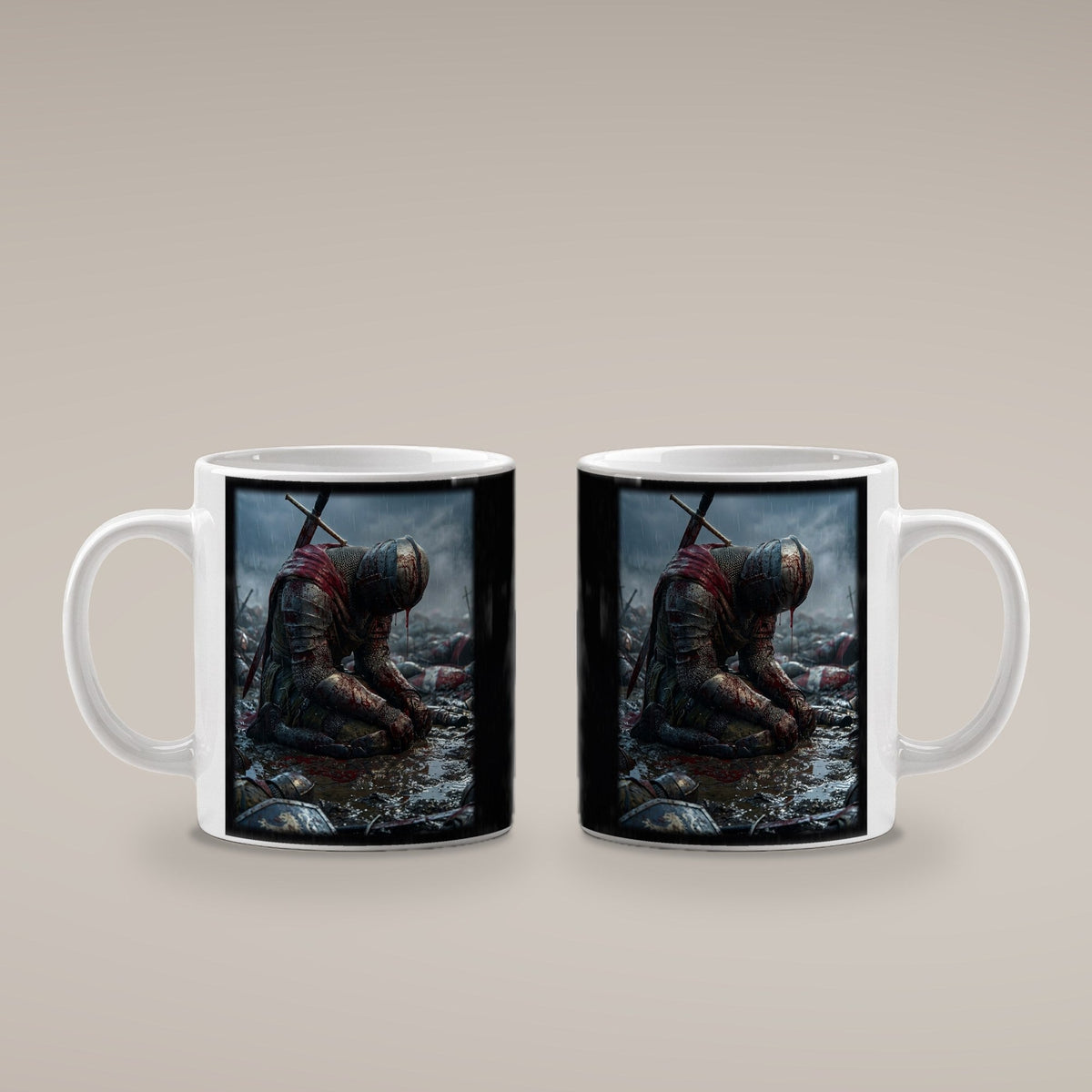 Der Trauernde – weiße Tasse, beide Seiten bedruckt