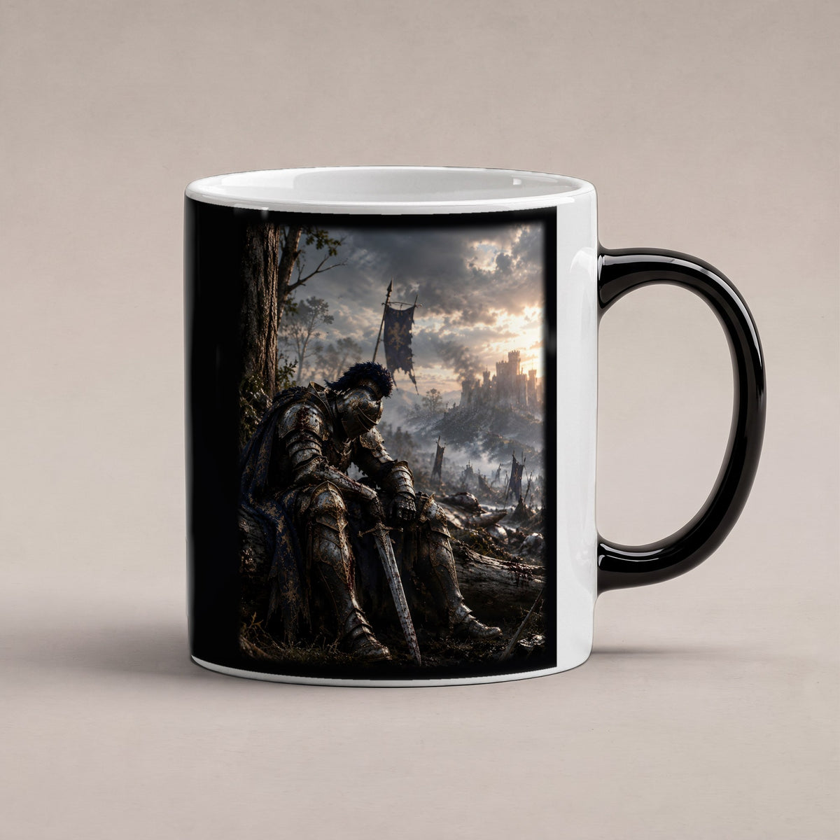 Nach der Schlacht – Black Edition Zaubertasse mit Motiv (heiß), freigestellt