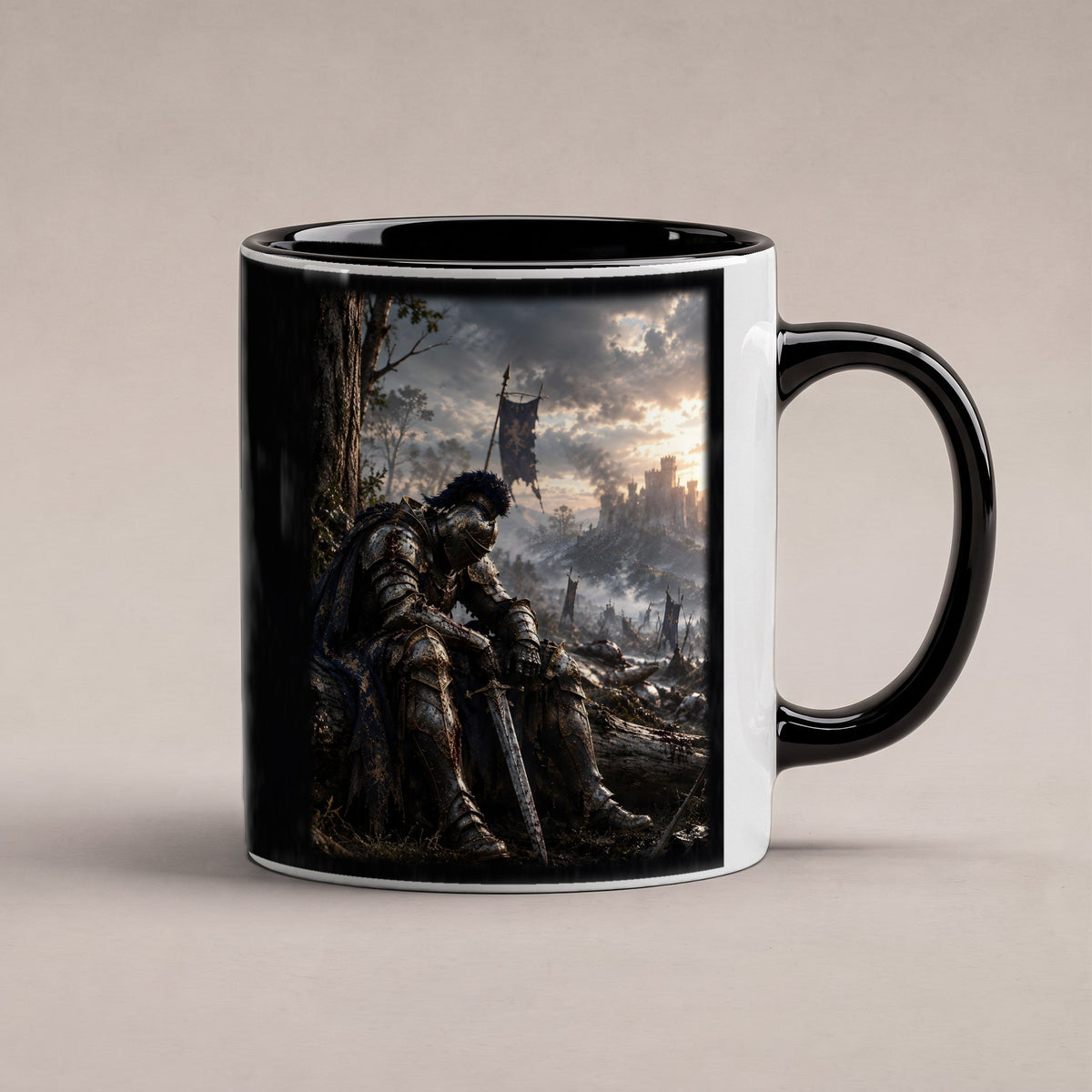 Nach der Schlacht – Tasse innen schwarz, freigestellt