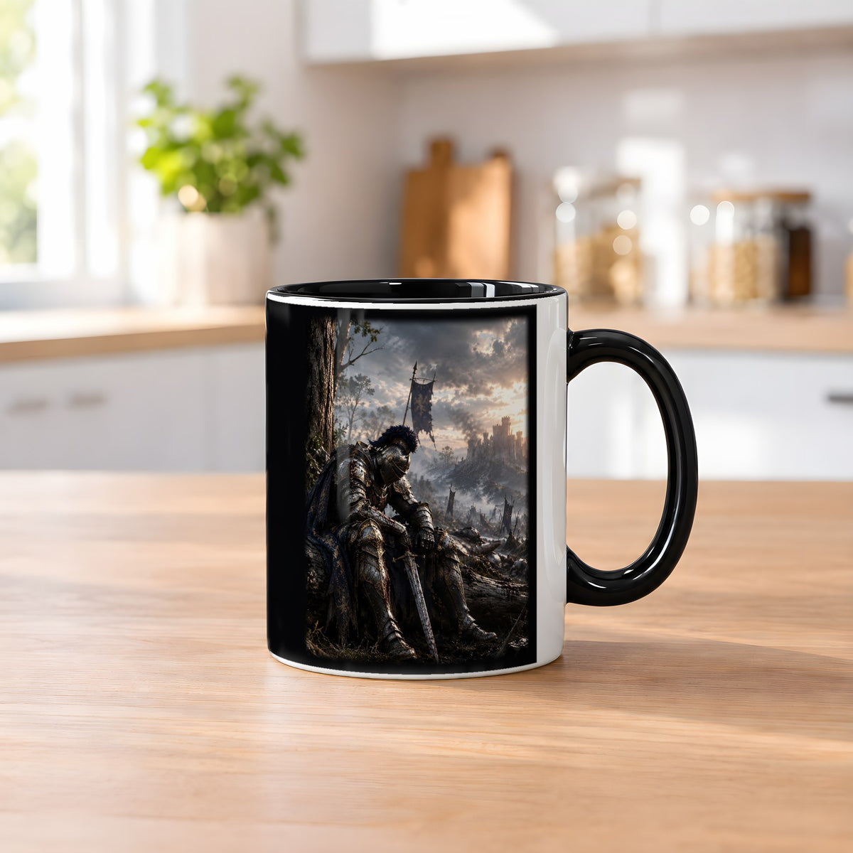 Nach der Schlacht – Tasse innen schwarz, auf dem Küchentresen