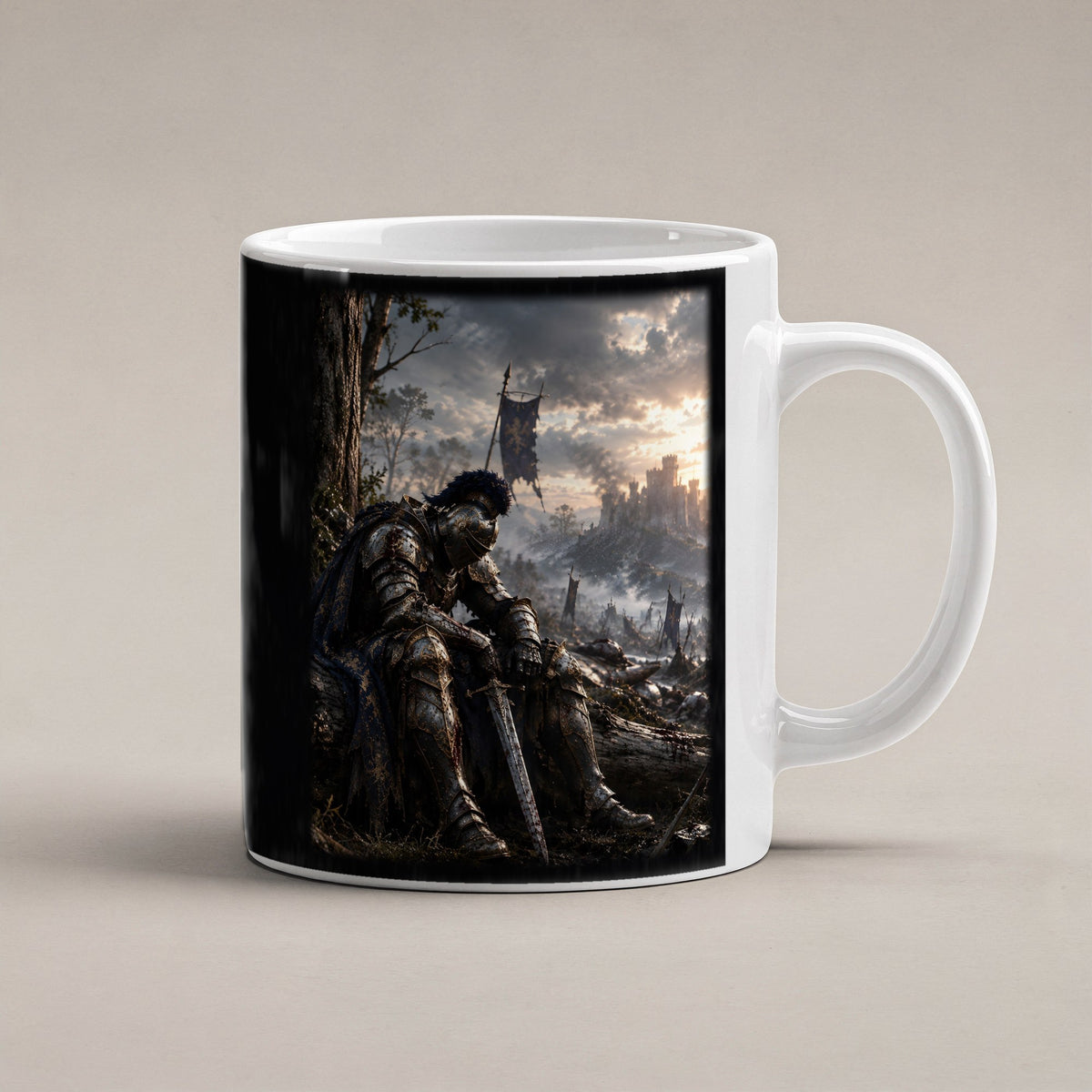 Nach der Schlacht – weiße Tasse, freigestellt