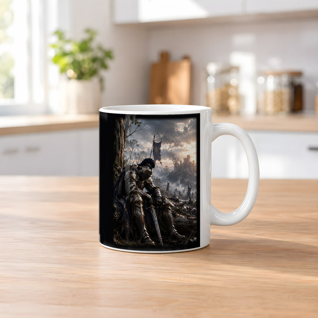 Nach der Schlacht – weiße Tasse, auf dem Küchentresen