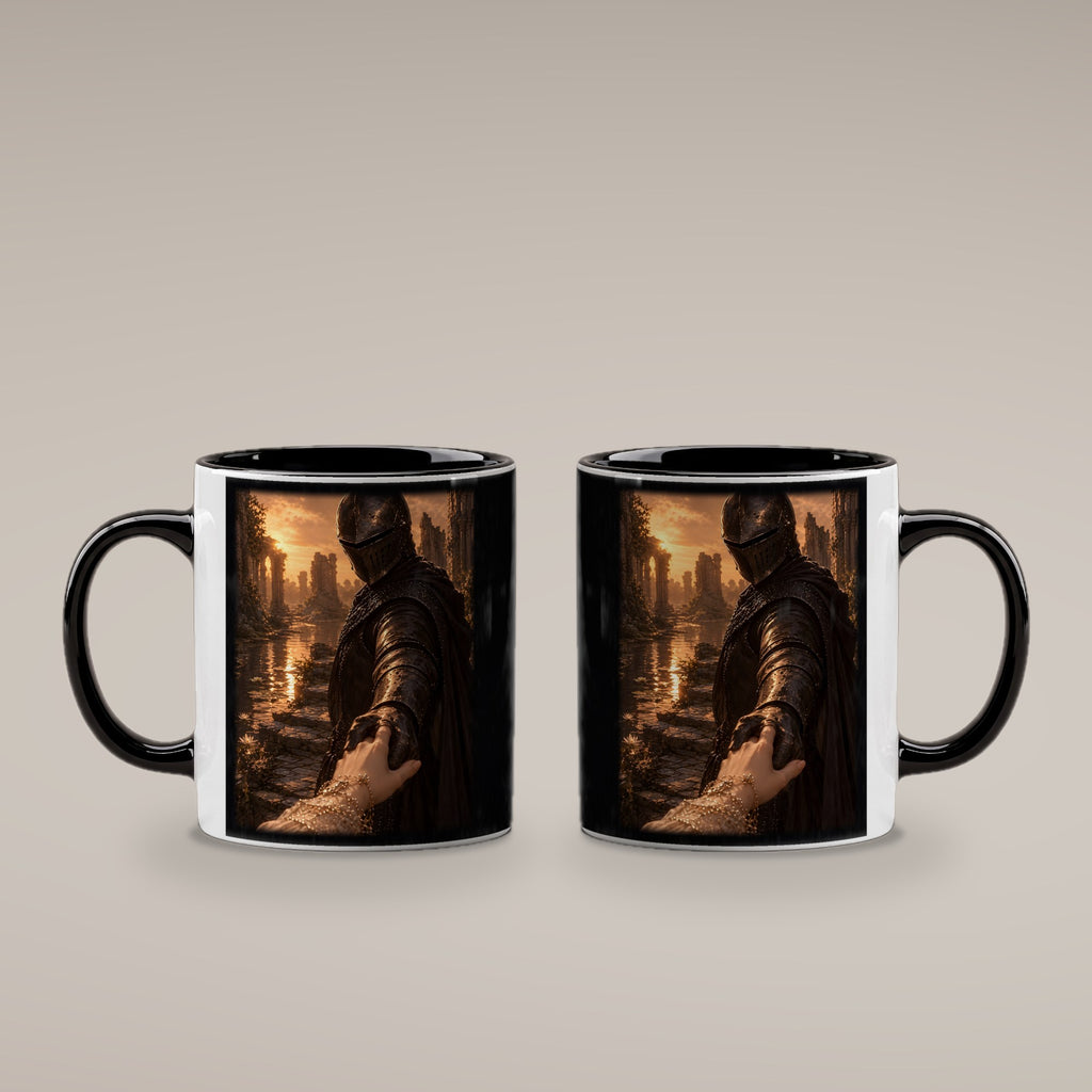 Nimm meine Hand – Tasse innen schwarz, beide Seiten bedruckt