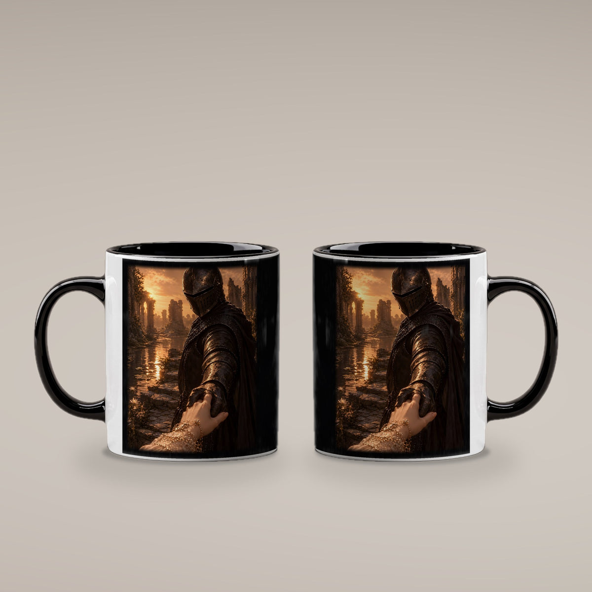 Nimm meine Hand – Tasse innen schwarz, beide Seiten bedruckt