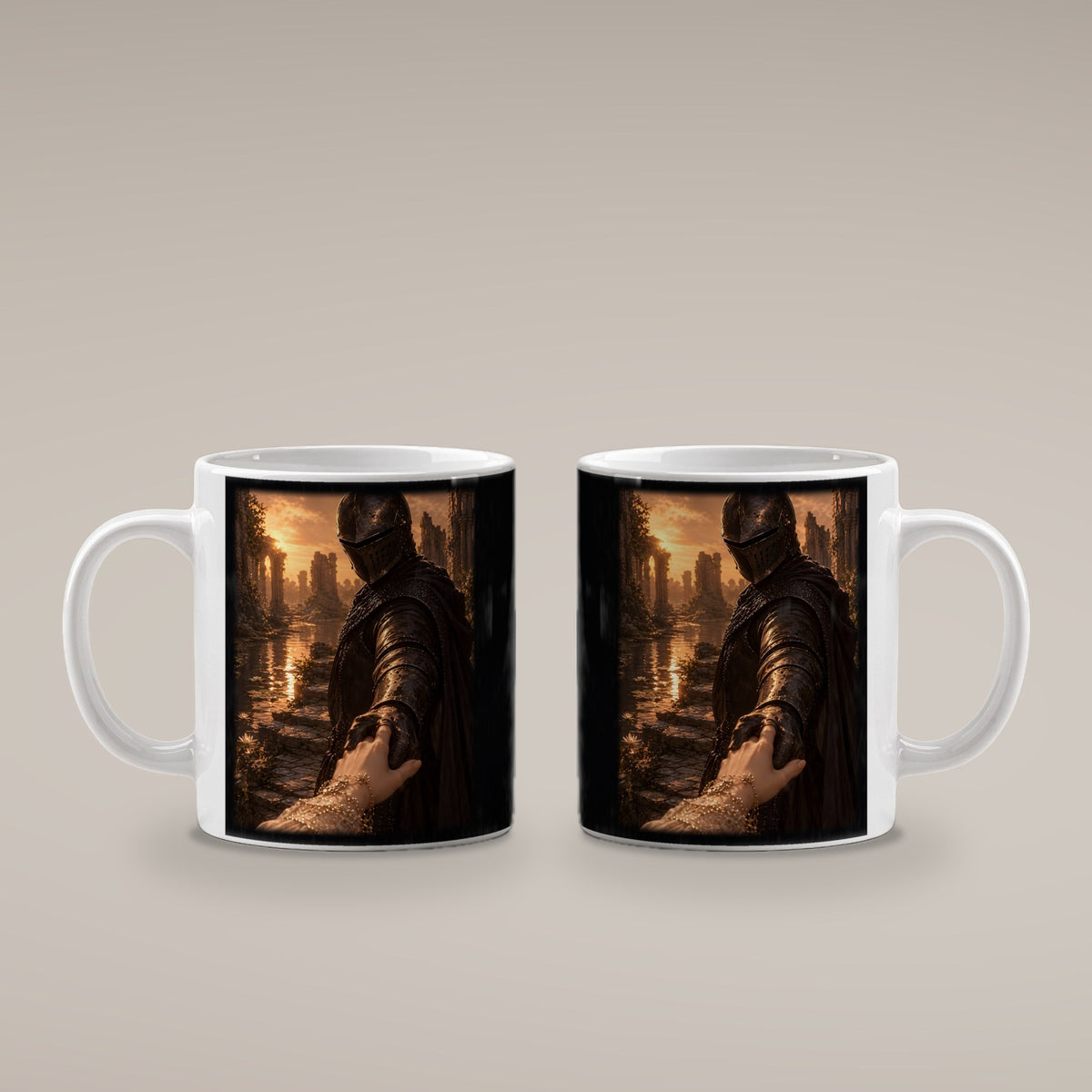 Nimm meine Hand – weiße Tasse, beide Seiten bedruckt