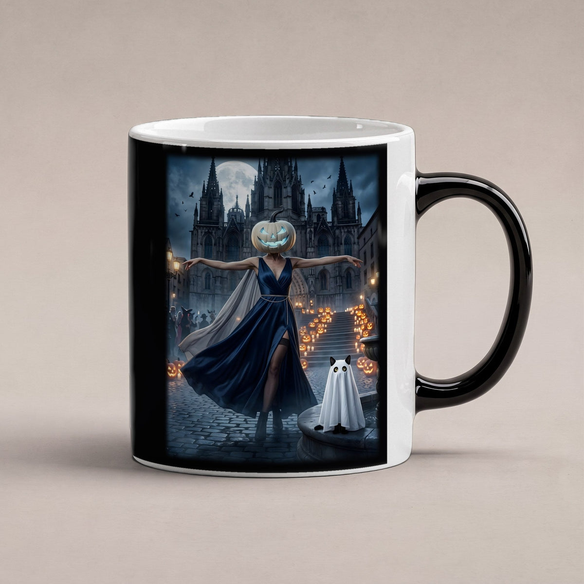 Die Nachttänzerin – Black Edition Zaubertasse mit Motiv (heiß), freigestellt