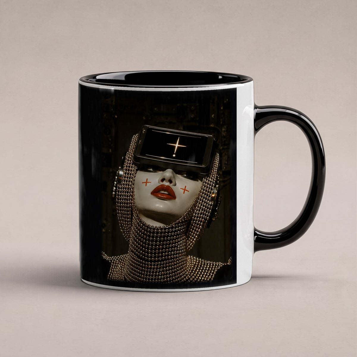 Die Orakel-Priesterin – Tasse innen schwarz, freigestellt
