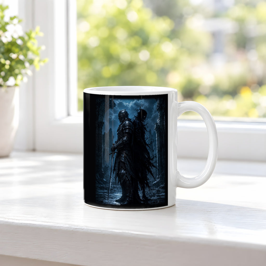 Der Pakt mit dem Tod – weiße Tasse, auf der Fensterbank