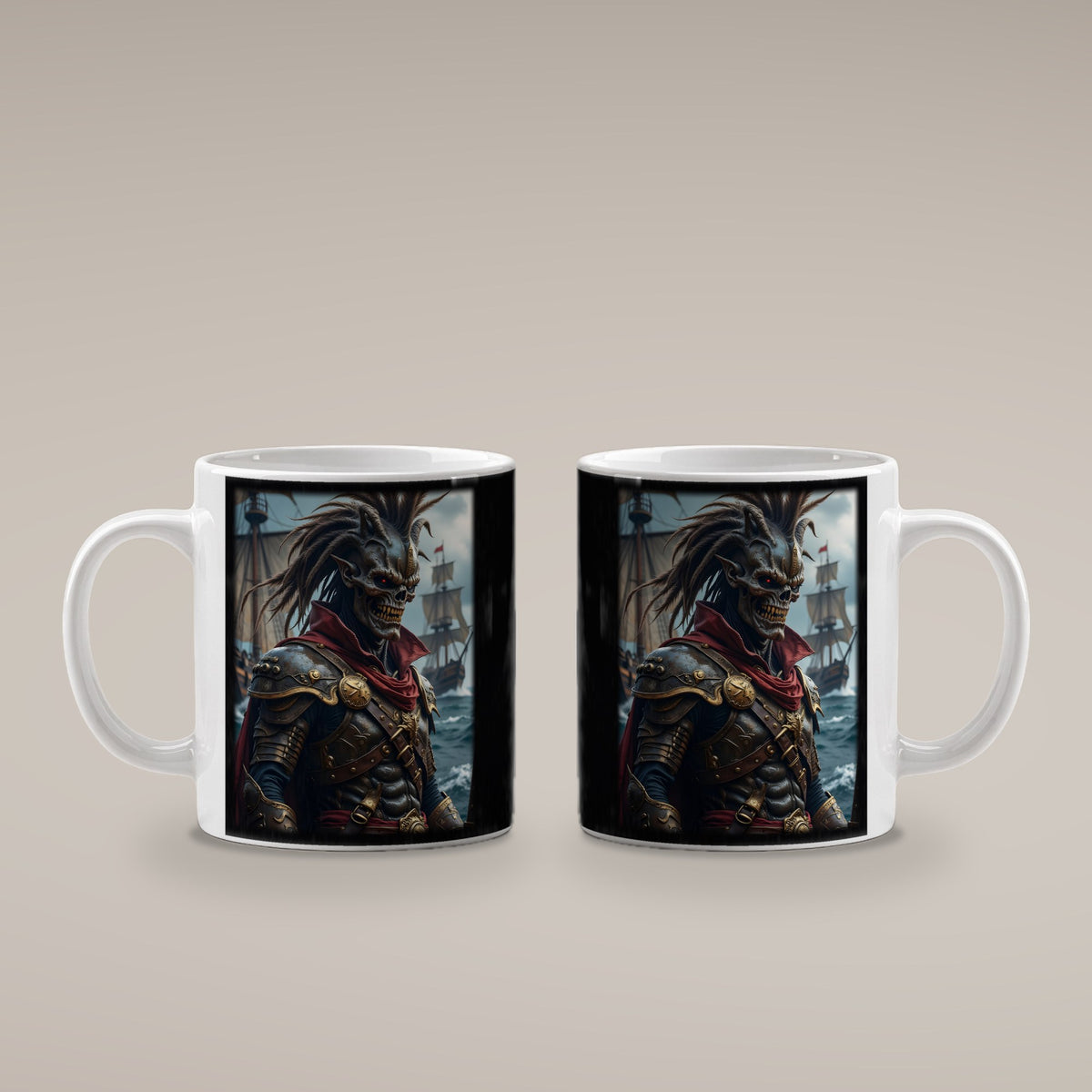 Der Piratenkönig – weiße Tasse, beide Seiten bedruckt