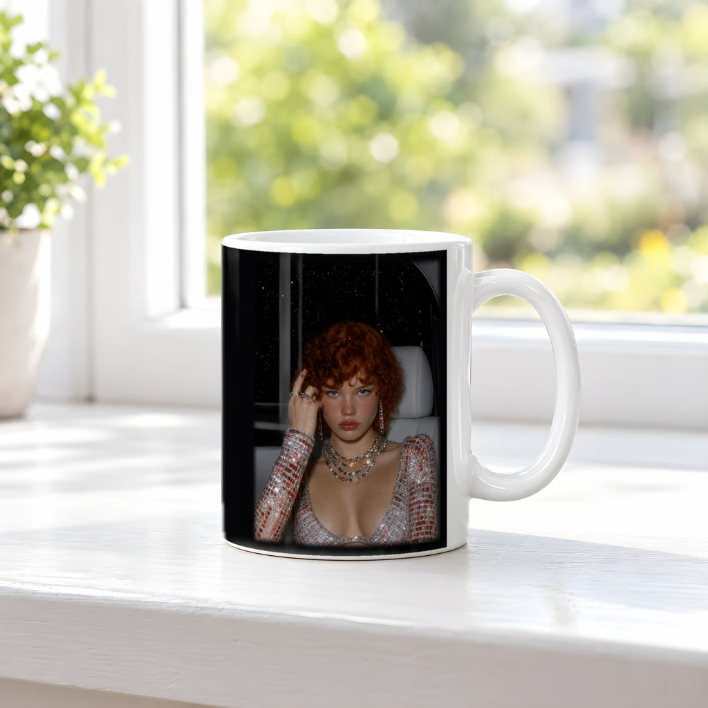 Perlmuttrausch – weiße Tasse, auf der Fensterbank