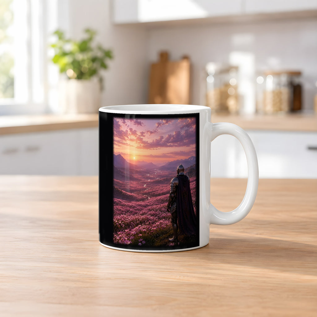 Das Purpurtal – weiße Tasse, auf dem Küchentresen