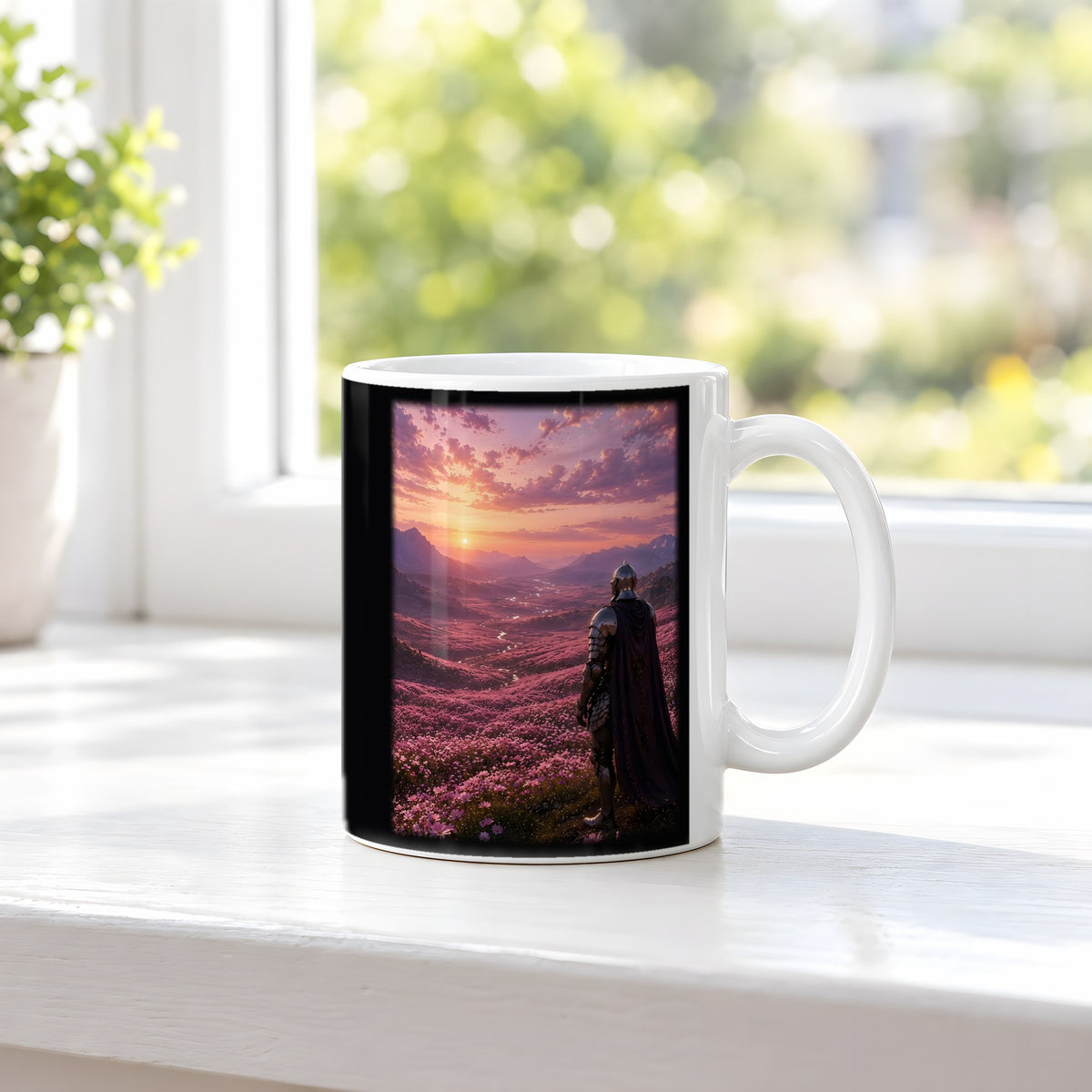 Das Purpurtal – weiße Tasse, auf der Fensterbank