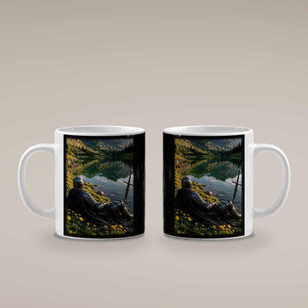 Ruhe am Bergsee – weiße Tasse, beide Seiten bedruckt