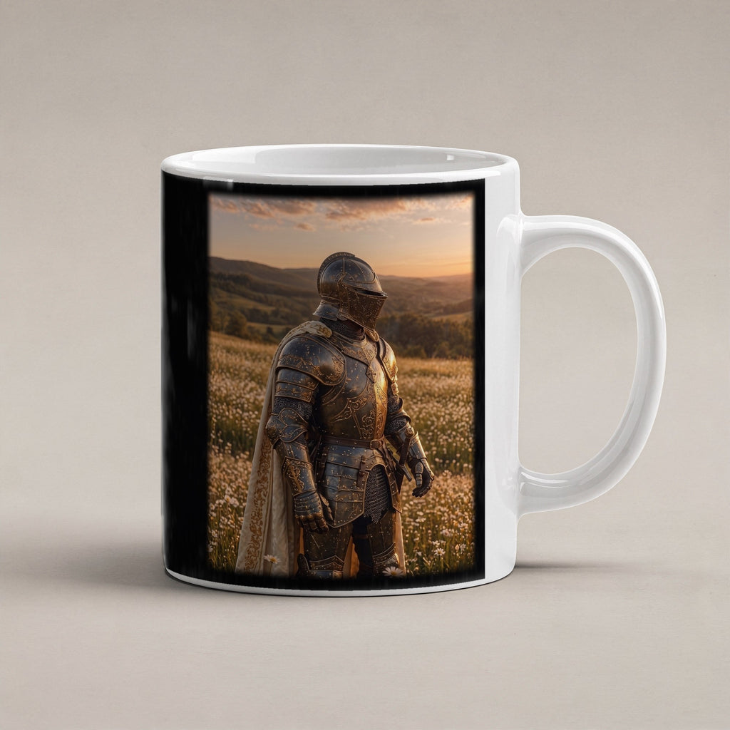 Der Ritter der Blumenwiesen – weiße Tasse, freigestellt