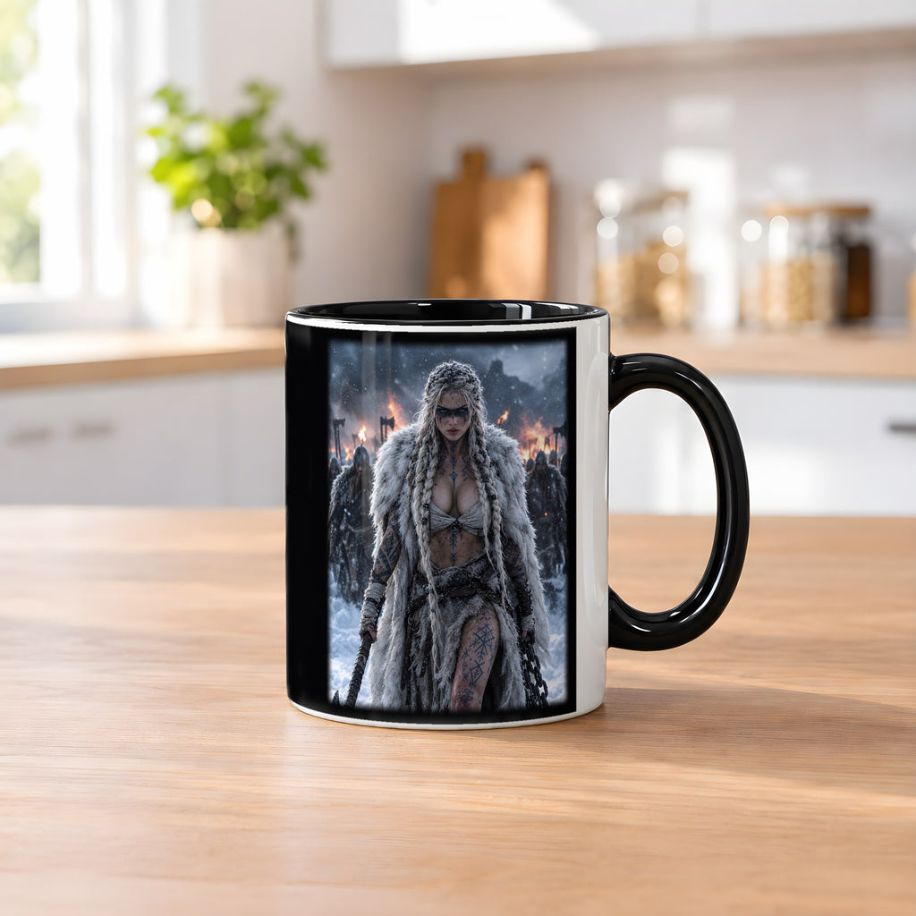Die Rächerin – Tasse innen schwarz, auf dem Küchentresen