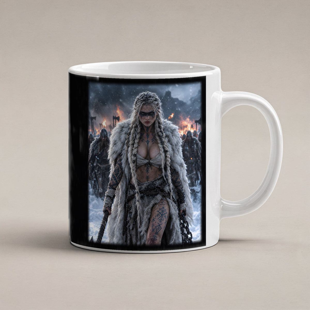 Die Rächerin – weiße Tasse, freigestellt