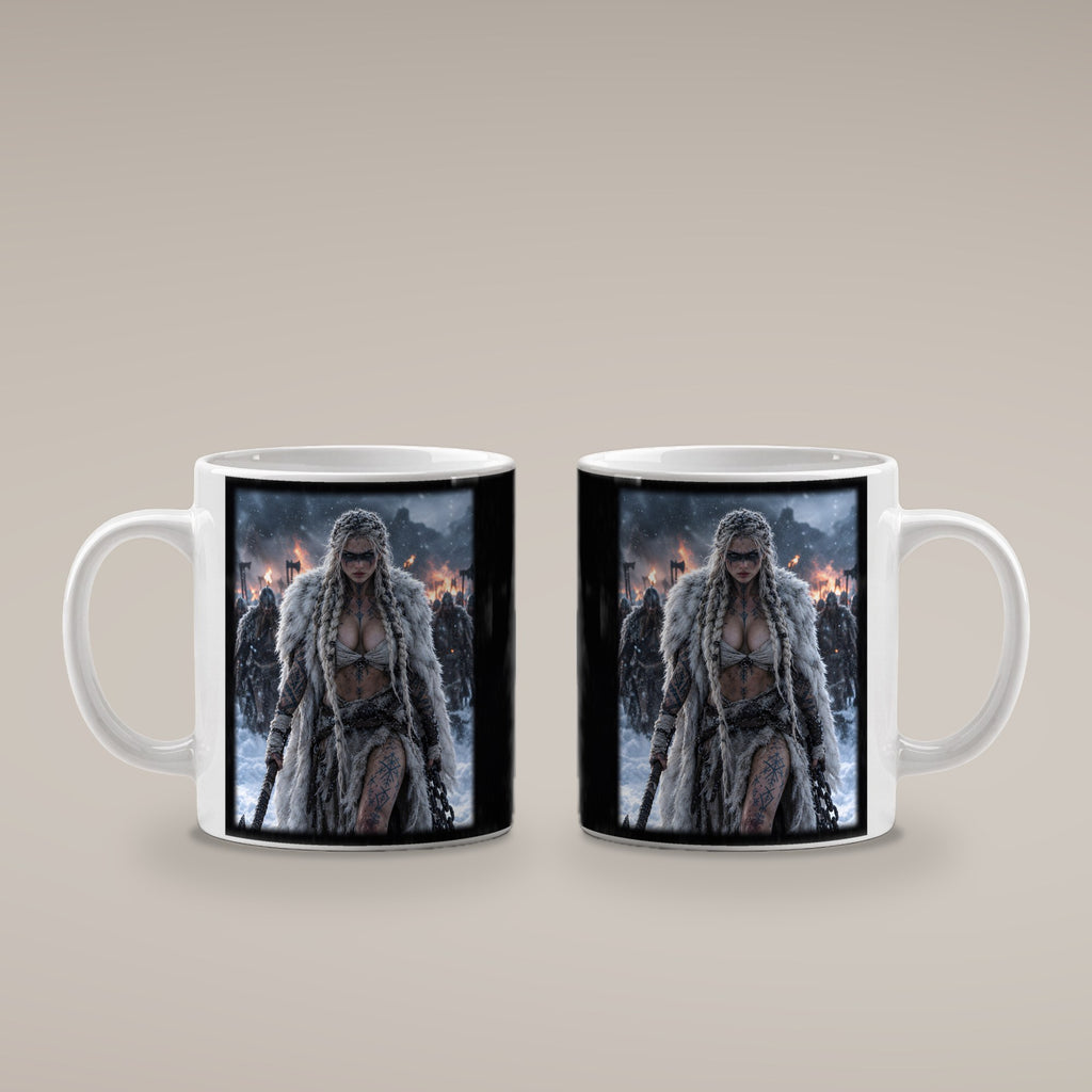 Die Rächerin – weiße Tasse, beide Seiten bedruckt