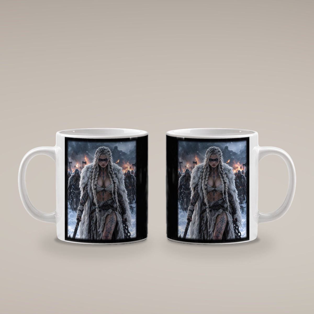 Die Rächerin – weiße Tasse, beide Seiten bedruckt